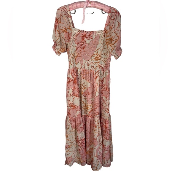 Patrons of Peace Pink and Orange Floral Maxi Dress Size Large - Picture 2 of 8